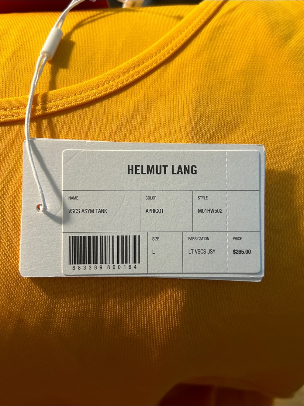 Helmut Lang Asymmetric Orange Tank Top - Picture 7 of 8